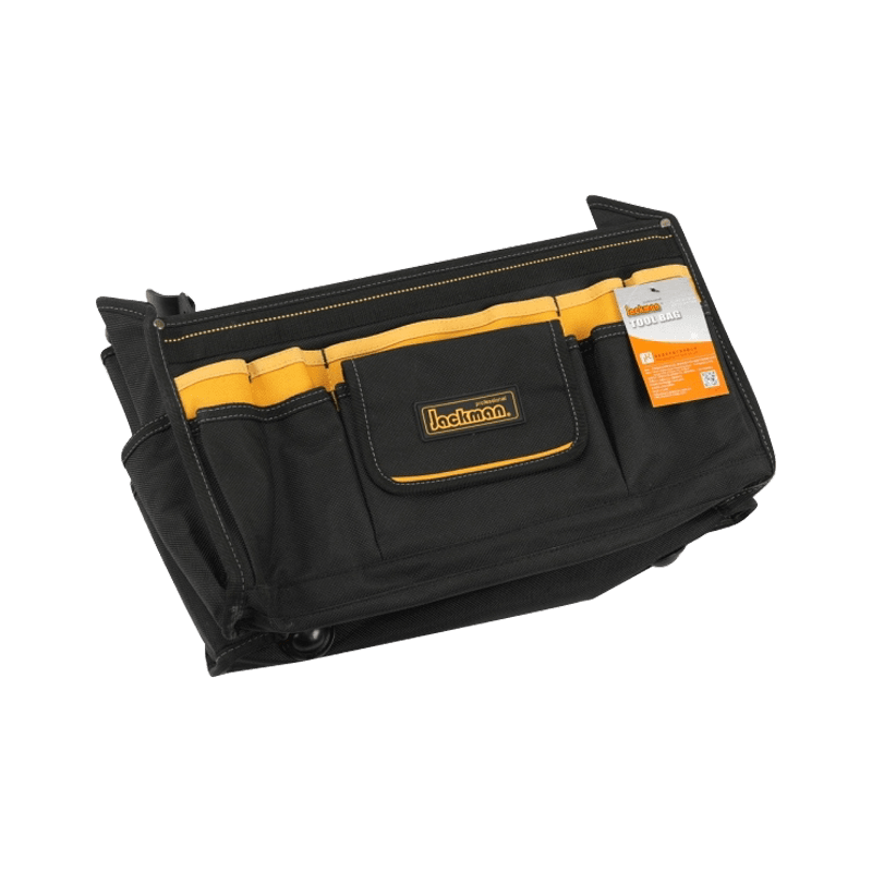 17' FOLDABLE TOOL BAG WITH ROTATABLE STEEL BAR HANDLE ,SERIES 700 BLACK/YELLOW ,MADE OF 1680D JKB-85719-17 