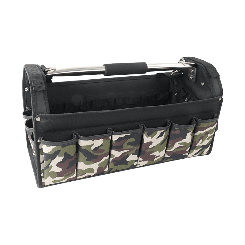 20'44-purpose open tool tote camo  with SS tube handle JKB-24317A-CA