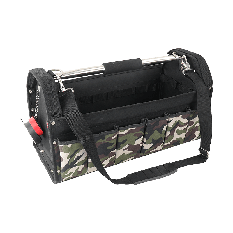 20'44-purpose open tool tote camo  with SS tube handle JKB-24317A-CA