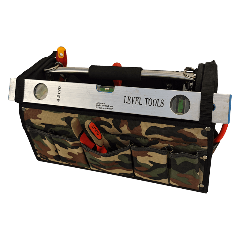 17'36-purpose open tool tote camo  with SS tube handle JKB-24317B-CA