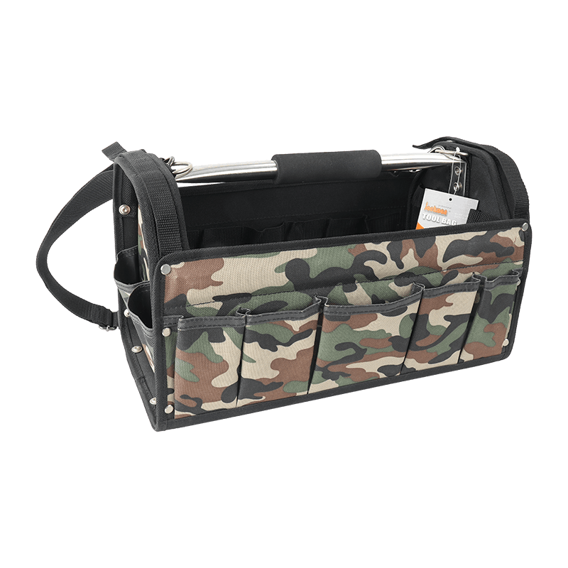 17'36-purpose open tool tote camo  with SS tube handle JKB-24317B-CA