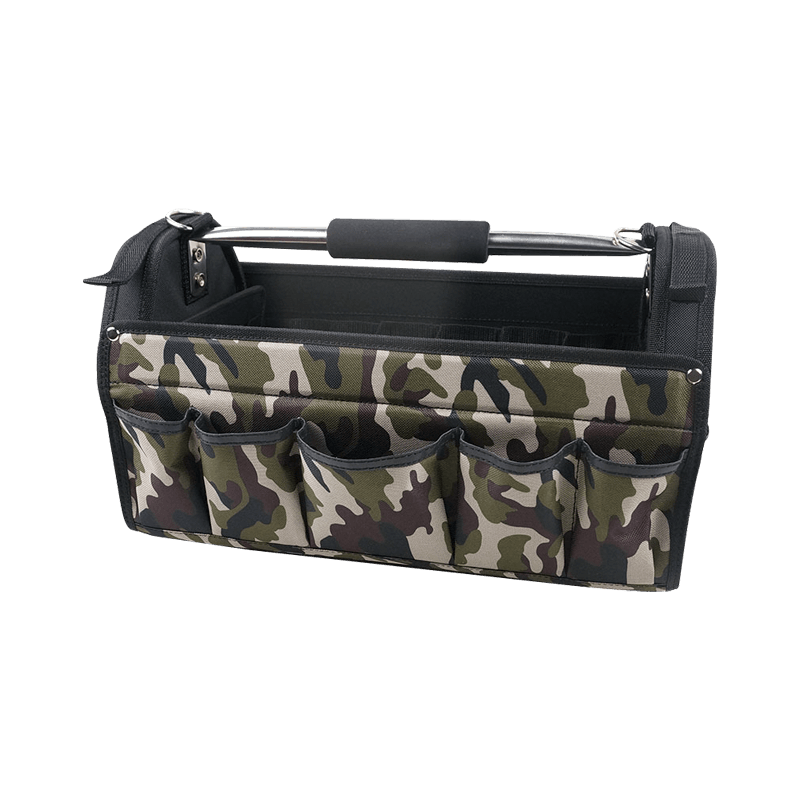 17'Collapsible 30-purpose open tool tote bag camo with ss tube handle JKB-243P17-3