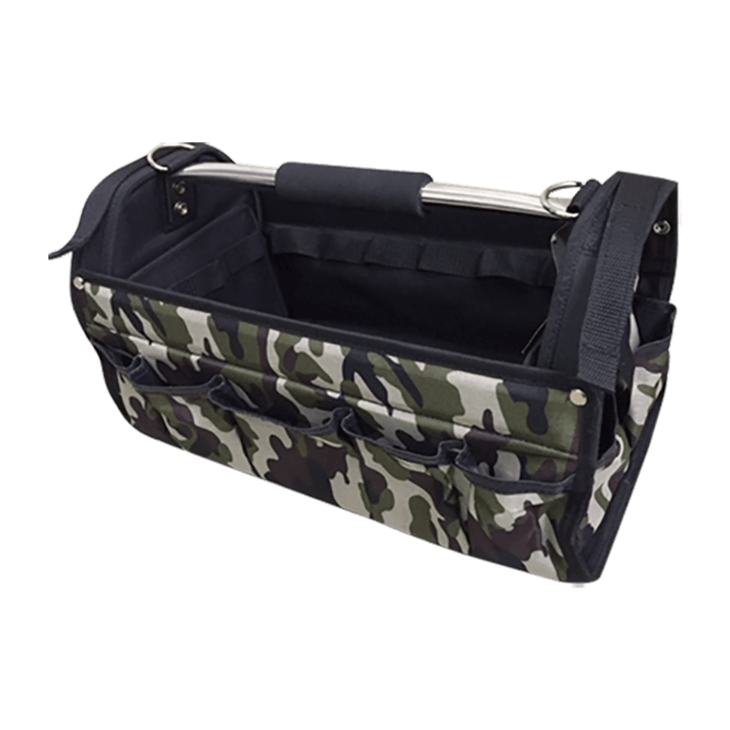 17'Collapsible 30-purpose open tool tote bag camo with ss tube handle JKB-243P17-3