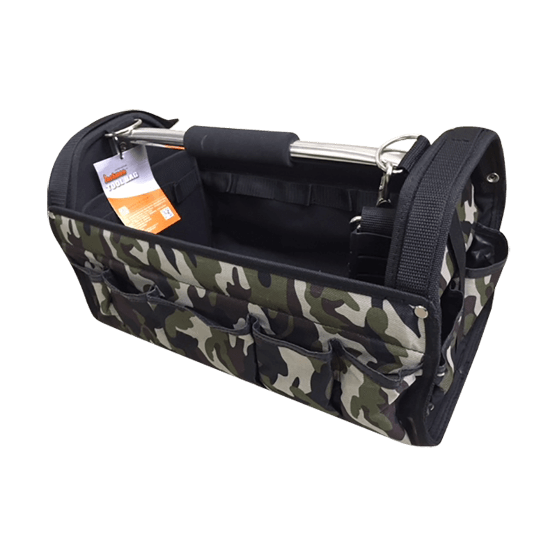 17'Collapsible 30-purpose open tool tote bag camo with ss tube handle JKB-243P17-3