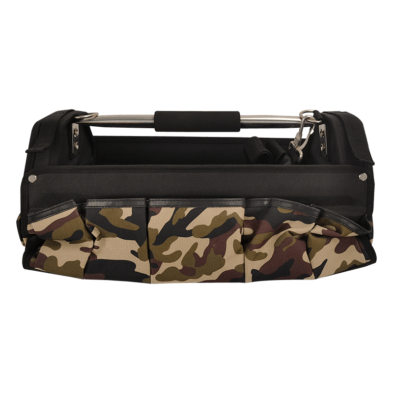 17'Collapsible 30-purpose open tool tote bag camo with ss tube handle JKB-243P17-3