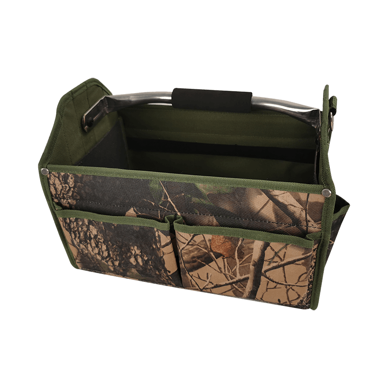 14'Foldable open tool tote bag camo   with rotatable ss tube handle JKB-295J16-CA