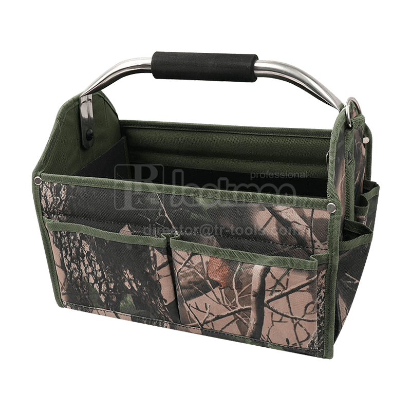 14'Foldable open tool tote bag camo   with rotatable ss tube handle JKB-295J16-CA