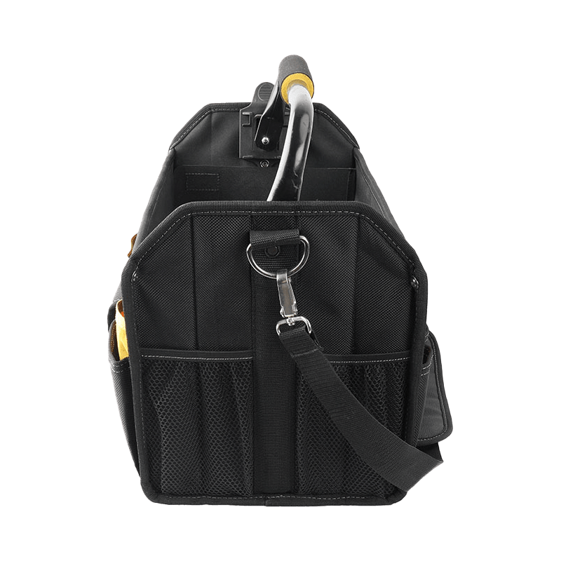 17' FOLDABLE TOOL BAG WITH ROTATABLE STEEL BAR HANDLE ,SERIES 700 BLACK/YELLOW ,MADE OF 1680D JKB-85719-17 