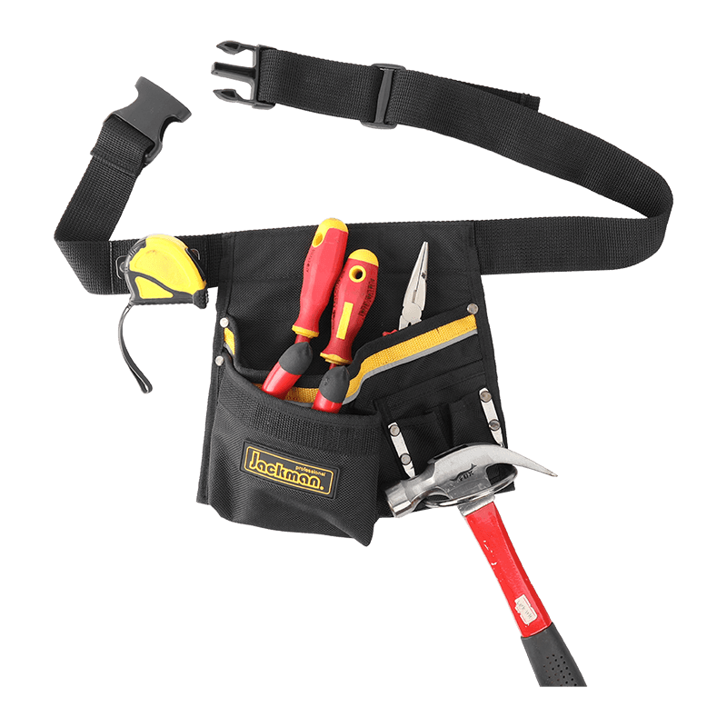 7 HOLDERS/POCKET TOOL POUCH BELT WITH STEEL HAMMER LOOP AND MEASURE HOLDER JKB-392C18 