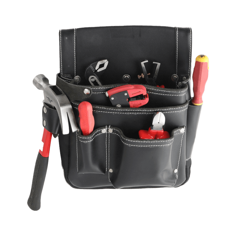 6 FUNCTIONS MULTI-PURPOSE BLACK GENUINE LEATHER ELECTRICIAN TOOL POUCH JKB-193B13