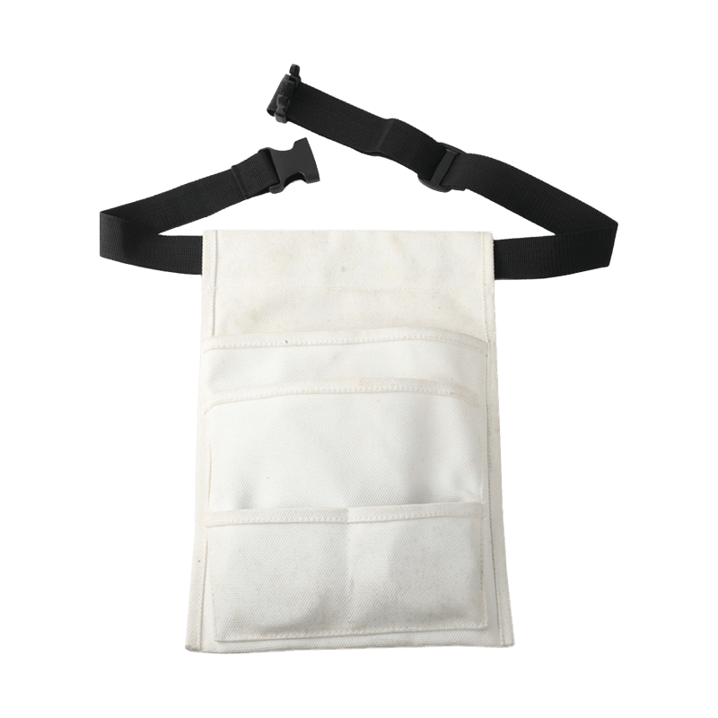 WHITE CANVAS FOUR POCKETS MULTI-PURPOSE SIGNLE WAIST TOOL POUCH JKB-323813-C