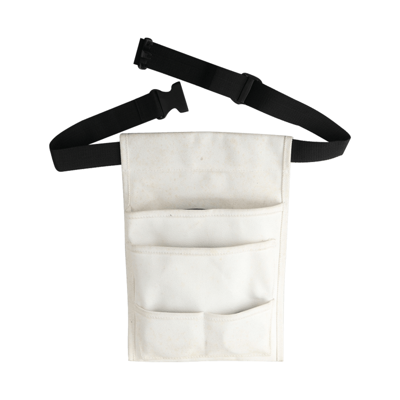 WHITE CANVAS FOUR POCKETS MULTI-PURPOSE SIGNLE WAIST TOOL POUCH JKB-323813-C