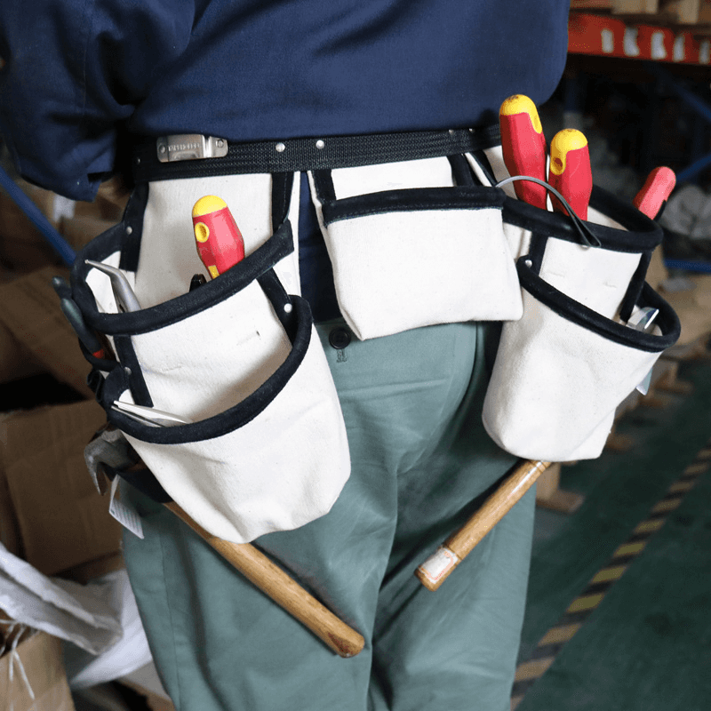 HEAVY DUTY  CANVAS 3 WAIST TOOL BELT POUCHES WITH 2 HAMMER LOOPS JKB-326513