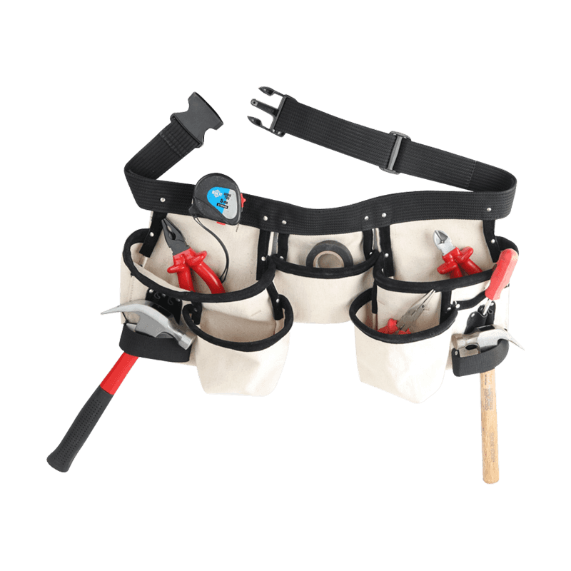 HEAVY DUTY  CANVAS 3 WAIST TOOL BELT POUCHES WITH 2 HAMMER LOOPS JKB-326513